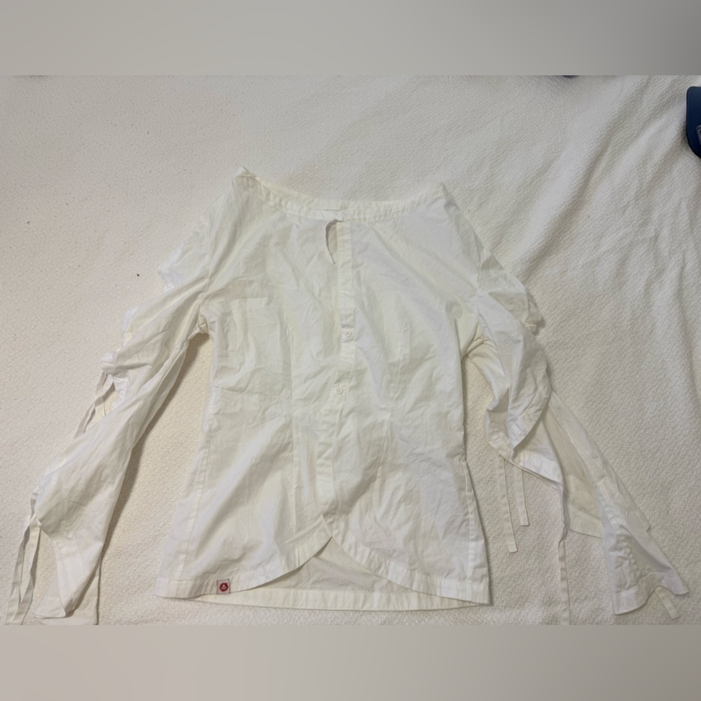 White Long Sleeve Blouse with Tie Details Charles Jeffery loverboy